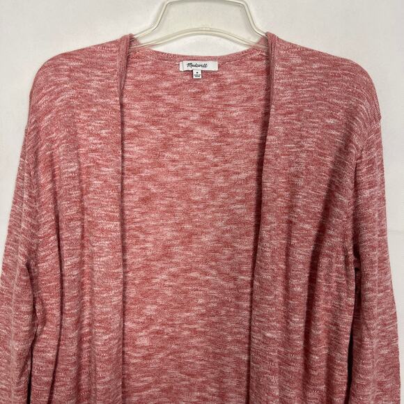 Madewell Space-Dye Blush Pink Open Front Long Cardigan Size Medium - Picture 3 of 12